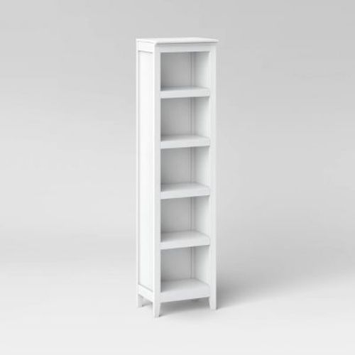 72" Carson Narrow 5 Shelf Bookcase White - Threshold™ (Assembly required): Traditional Style, Open Shelves