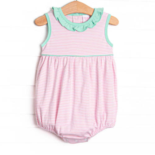 Louise Pima Ruffle Bubble, Mint and Light Pink Stripe – Stitchy Fish