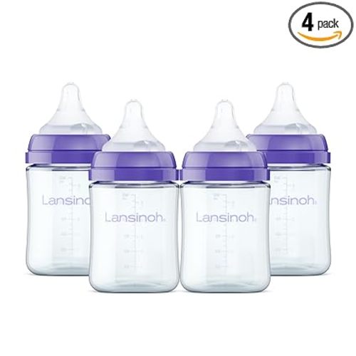 Lansinoh Glass Baby Bottles, 5 Ounces, Size XS, Newborn