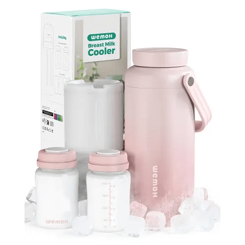 Breast Milk Cooler Bottle-24H Double-Layer Cooling, TSA Approved, 2 Leakproof Bottles & Ice Packs, (Non-Toxic BPA) for Travel, Work, Night Pumping, Gift for New Moms (Pink)