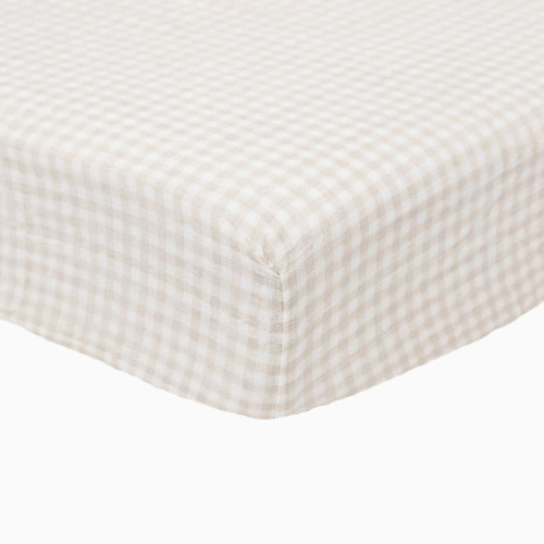Little Unicorn Cotton Muslin Crib Sheet - Tan Gingham