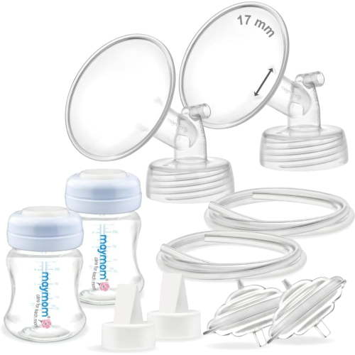 Maymom Pump Parts 17 mm Flange Valve Tube Backflow Protector Bottle with Two-Piece Travel Cap Compatible with Spectra S1 S2 9 Plus Breastpump. Replacement Pump Parts for Spectra Pump Accessories