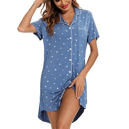 Leikar Maternity Nightgown For Women Nursing Pajamas Long Sleeve Sleepshirt