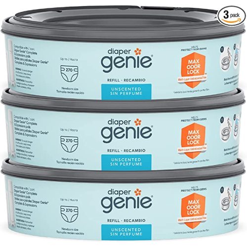 Diaper Genie Bags Refills 270 Count (Pack of 3) with Max Odor Lock | Holds Up to 810 Newborn Diapers