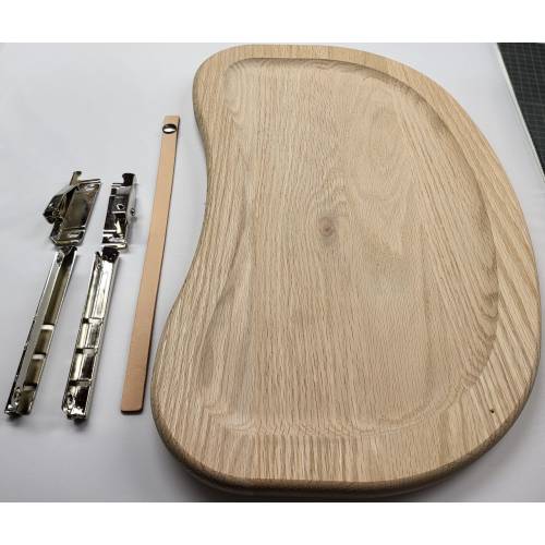 High Chair COMPLETE KIT - tray, hardware & strap - antique vintage baby toddler infant seat wood leather steel