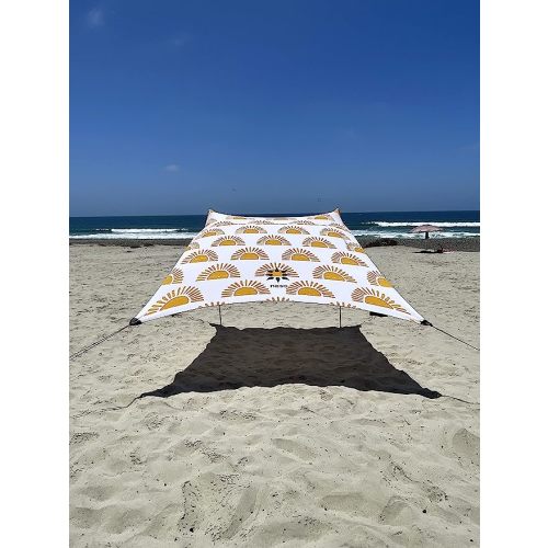 Neso Portable Beach Tent Sun Shelter with Sand Anchor - Lightweight Beach Shade Canopy - Easy Setup for Family Outings - Patented Reinforced Corners - UPF 50+ Sun Protection - 7 x 7ft - Sunshine