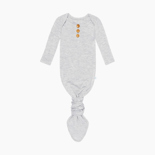 Posh Peanut Wood Button Knotted Gown - Athletic Heather, 0-3 Months