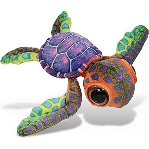 DolliBu Colorful Sea Turtle Super Soft Stuffed Animal, Cute Realistic Stuffed Animals for Girls, Boys, Adults Animal Gifts, Kids Ocean Nursery Decor for Newborn, Cuddly Wild Baby Plush Toys - 10 Inch
