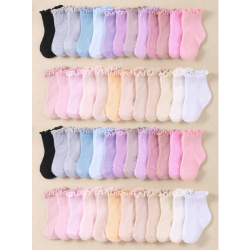 20/10/5 Pairs Of Pink Series Ruffled Lace Stretchy Socks For Baby Girls. Adorable Lace Short Socks For Baby Girls.All-Season Socks For Toddlers And Also Suitable As Newborns' Walking Socks. | SHEIN USA