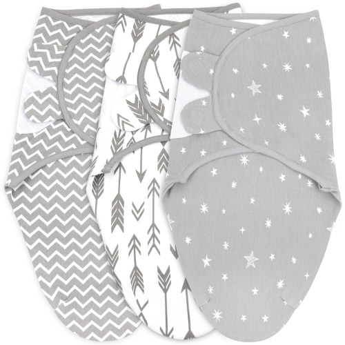 Baby Swaddle Blankets Wraps for Newborn Boy and Girl, 0-3 Months, Small/medium, Aqua/Grey