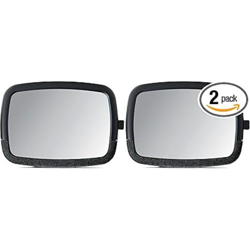 Munchkin Baby Car Mirror for Rear Facing Car Seats, Pivot 360 Baby in-Sight Adjustable Auto Mirror, Black, 2 Pack