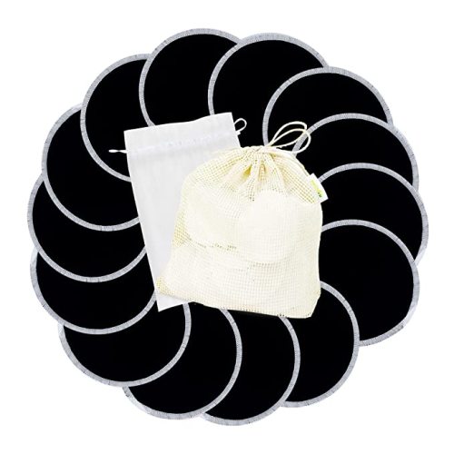 wegreeco Nursing Breast Pads (14 Pack) + Laundry Bag & Travel Storage Bag, 4.7 inch - Washable & Reusable Breastfeeding Nursing Pads (Mild, Large, Contoured Shape)
