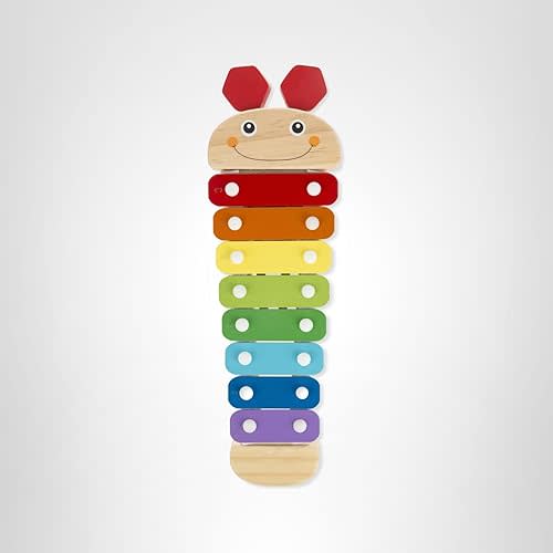 Melissa & Doug Caterpillar Xylophone Musical Toy with Wooden Mallets 15.25" x 6.5" x 1.5", Blue