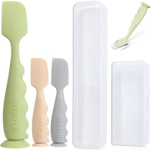 Baby Diaper Cream Spatula with Case-1 Large 2 Mini Butt Paste Spatula with 2 Travel Case-Soft Baby Butt spatula baby Diaper Cream Applicator-Diaper Rash spatula Bum Spatulas Brush