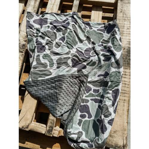 Old School Camo Minky Blanket in Gray