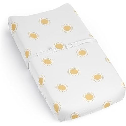 Sweet Jojo Designs Baby Changing Pad Cover Sheet (White and Yellow Boho Sun) for Girls/Boys, Infant/Newborn Diaper Change Table Mat Covers (Mustard, Celestial Sky, Desert, Sunshine, Outdoors Nature)