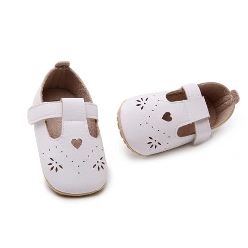 SOFMUO Baby Boys Girls Lace Up Leather Sneakers Soft Rubber Sole Infant Moccasins Newborn Oxford Loafers Anti-Slip Toddler Wedding Uniform Dress Shoes