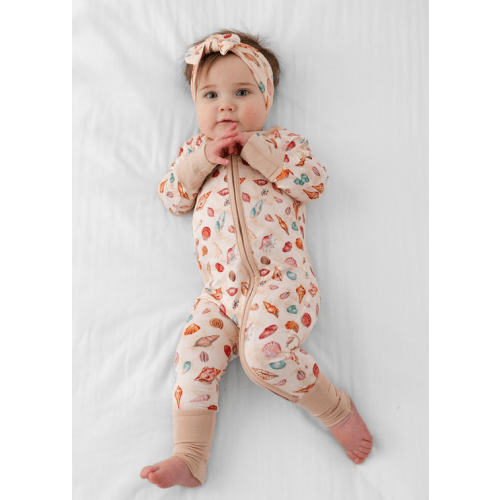 Sea Shells Bamboo Zippered Sleeper – Little Crowns & Capes