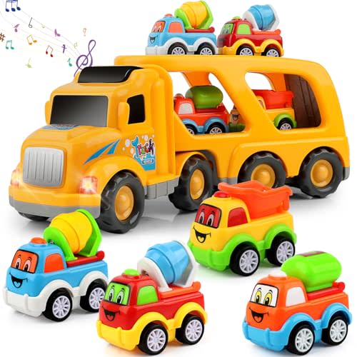 Nicmore Construction Truck Toddler Toys Car: Toys for 2 3 4 Year Old Boy 5 in 1 Carrier Toys for Kids Age 2-3 2-4 | 18 Months 2 Year Old Boy Christmas Birthday Gifts