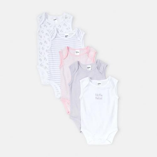 5 Pack Cotton Sleeveless Bodysuits - Kmart