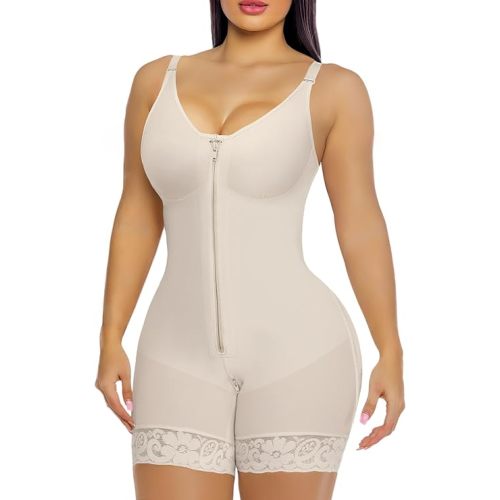 YIANNA Fajas Colombianas Moldeadoras Postpartum Shapewear for Women Tummy Control Butt Lifter Body Shaper with Zipper Crotch