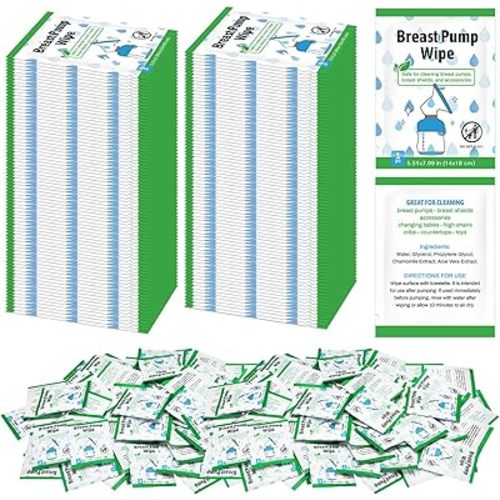 Demissle 100 Pcs Breast Pump Wipes Individually Wrapped Clean Hygienic Accessory Wipes for Pump Parts, Tables, Countertops, Chairs, and More Breastfeeding Supplies