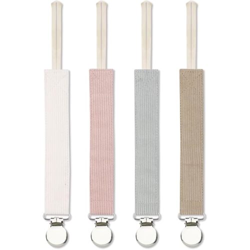 Pacifier Clip for Baby Boy and Girl, Linen Soft Fabric Strap, Pacifier Leash Holder Binky Clip, Striped Soothie Holder Unisex