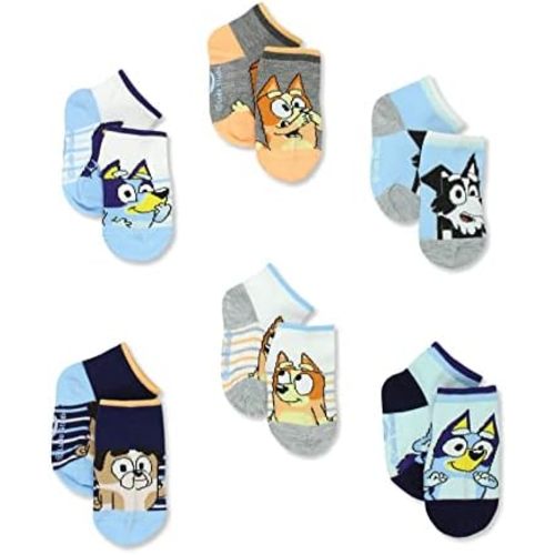 Bluey Boys Toddler 6 Pack Gripper Quarter Socks