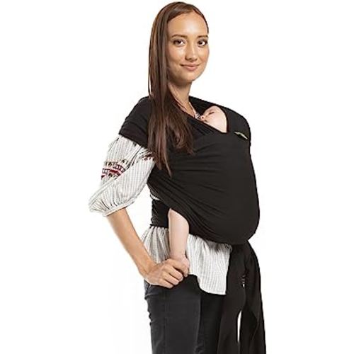 Boba Baby Wrap Carrier Newborn to Toddler - Stretchy Baby Wraps Carrier - Baby Sling - Hands-Free Baby Carrier Wrap - Baby Carrier Sling - Baby Carrier Newborn to Toddler 7-35 lbs (Black)