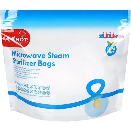 Microwave Steam Sterilizer Bags 12pc for Baby Bottles, Soothers,