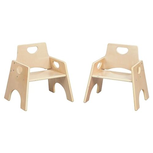 ECR4Kids Stackable Wooden Toddler Chair, 8in, Kids Furniture, Natural, 2-Pack - 8 inch