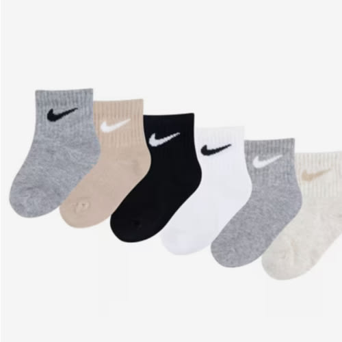 Nike Solid Kids' Quarter Ankle Socks - 6 Pack - Free Shipping | DSW