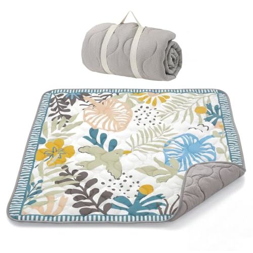 Momcozy Baby Play Mat for Floor, 50"x50" Thickened Playpen Mat | Playmate for Baby Tummy Time, Waterproof & Non-Slip, Foldable Outdoor Mat with Carrying Handle, Forest World