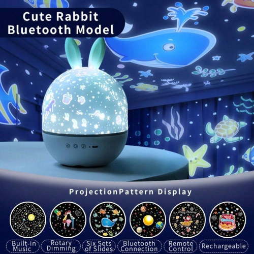 2026 NEW! Colorful Life Rabbit Night Light For Kids Room Decor With Soothing Music Baby Night Lamp Star Projector,Christmas Gift