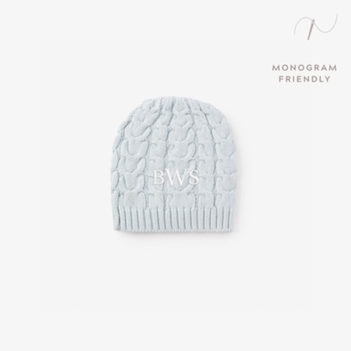 Pale Blue Horseshoe Cable Knit Baby Hat