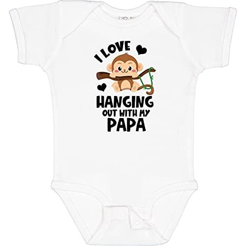 inktastic Monkey I Love Hanging Out with My Papa Baby Bodysuit