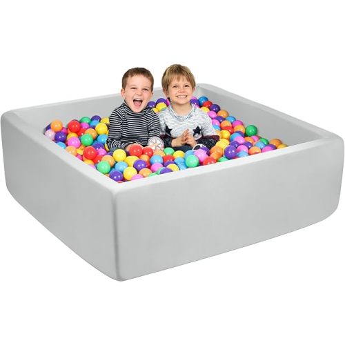 Foam Ball Pit for Toddlers - CALEPTONG 47.2 Inch Large Square Ball Pit for Kids, 2.7 Inch Extra Thick Baby Ball Pit, Soft Ball Pool Without Balls, Indoor and Outdoor Playpen for Boy Girls