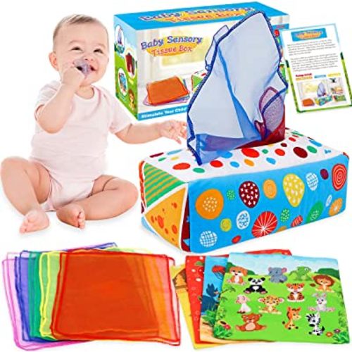 Aiduy Montessori Toys for Babies 6-12 Months - Infant Newborn Toddlers Sensory Toys Baby Magic Tissue Box for 1 Year Old Boys Girls Kids Early Learning Baby Gifts
