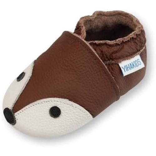 YIHAKIDS Baby First Walking Shoes Genuine Leather Baby Moccasins Soft Sole Slippers Crib Shoes Anti-Slip Booties for Boys Girls Infant Toddler