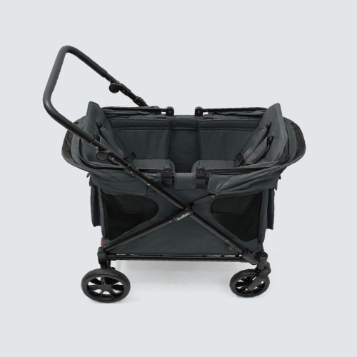 Familidoo Q2 Multi-Use Kids Wagon Stroller – Foldable, Lightweight & All-Terrain for Kids & Pets – 5-Point Safety Harness, Rain Cover & Compact Travel Design – Up to 132 lbs (Charcoal Gray) – Familidoo Products Corp