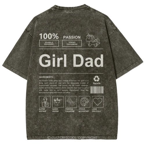Girl Dad Unisex Fit Washed T-Shirt Customscool