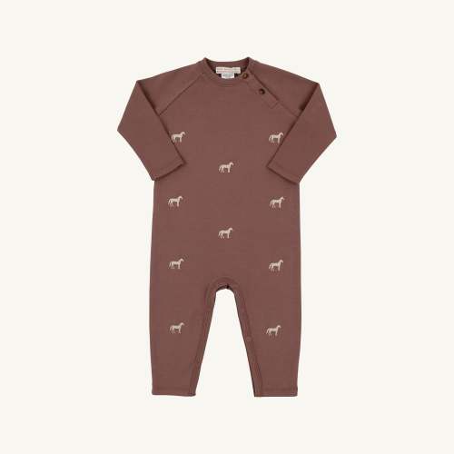 Rayburn Romper - Gray Bay Brown with Horse Embroidery