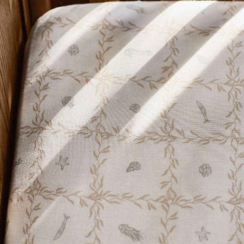 Lulot Green Seasape Supersoft Organic Cotton Baby Crib Fitted Sheet by Jake Arnold
