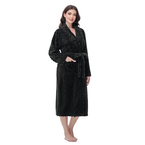 Yurhap Premium Robes for Women - Super Soft Cozy Fleece Womens Robe Plush Long Bathrobe