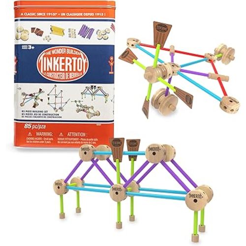 TINKERTOY - Retro Building Set Tin - 85 Pieces