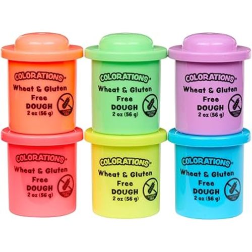 Colorations Wheat & Gluten Free Neon Dough - 6 Colors (2 oz Each) | Non-Toxic, Play Dough, Bulk Set, Sensory Kit, Party Favors, Classroom Pack