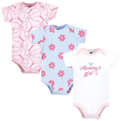 Hudson Baby Infant Girl Cotton Bodysuits, Mommys Girl Butterfly