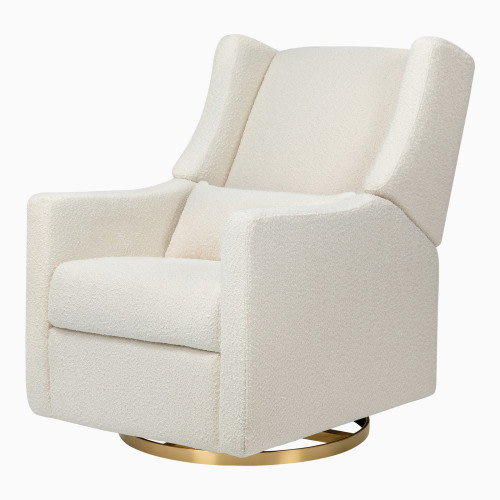babyletto Kiwi Electronic Recliner and Swivel Glider - Ivory Boucle With Gold Base