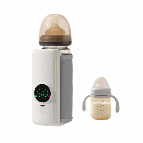 Nordwen Portable Bottle Warmer for Travel, Wireless USB Milk Warmer with Digital Display, Constant Temperature Heating for Breast Milk, Formula, and Baby Bottles, White