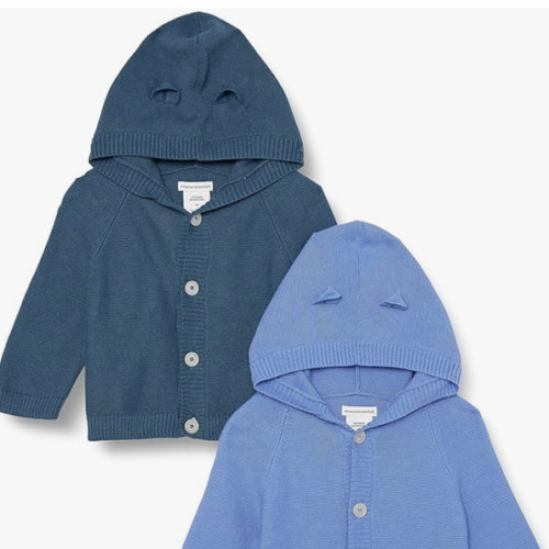 Amazon Essentials Unisex Babies' Long Sleeve Hooded Sweater, Pack of 2